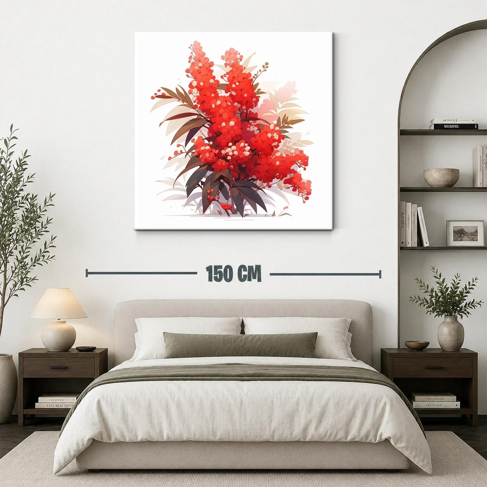 Ramillete de flores rojas vibrantes con hojas delicadas — miniatura 3