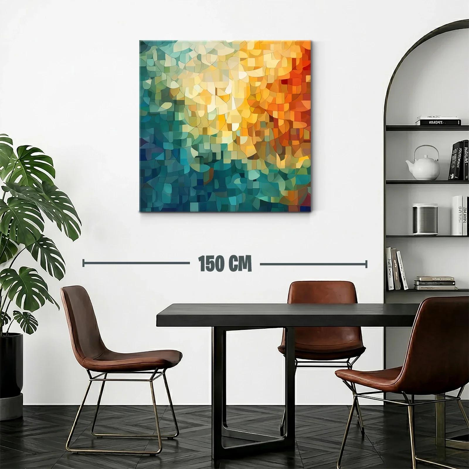 Cuadro Abstracto con Paleta Cálida y Fría en Composición Orgánica — miniatura 2
