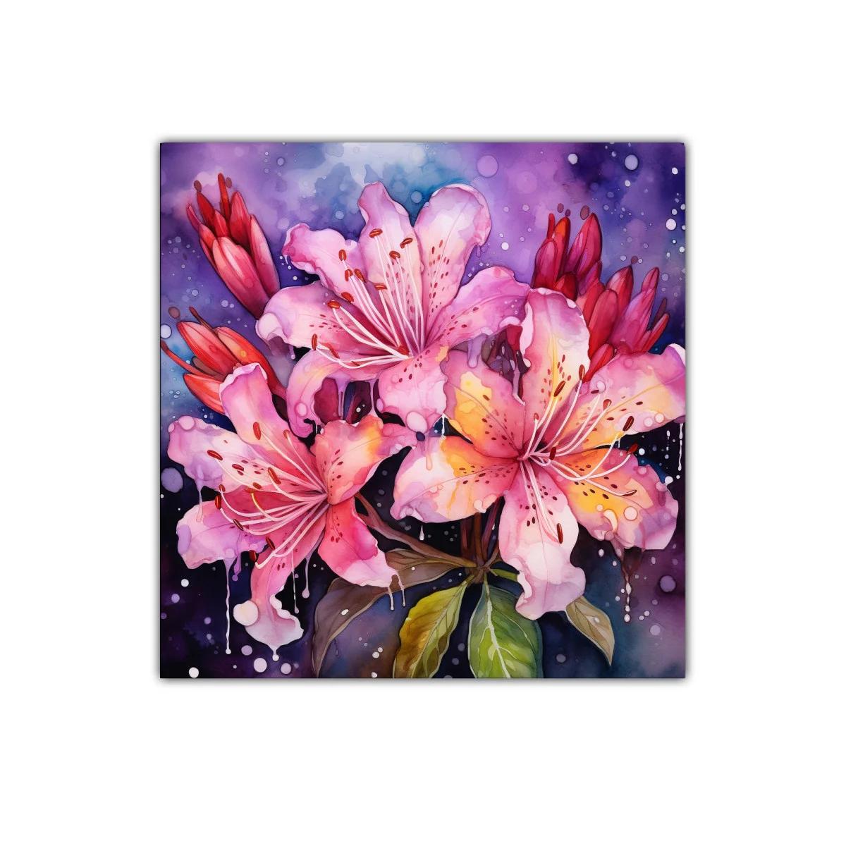 Cuadro decorativo con delicadas flores en tonos rosados y púrpuras — imagen principal