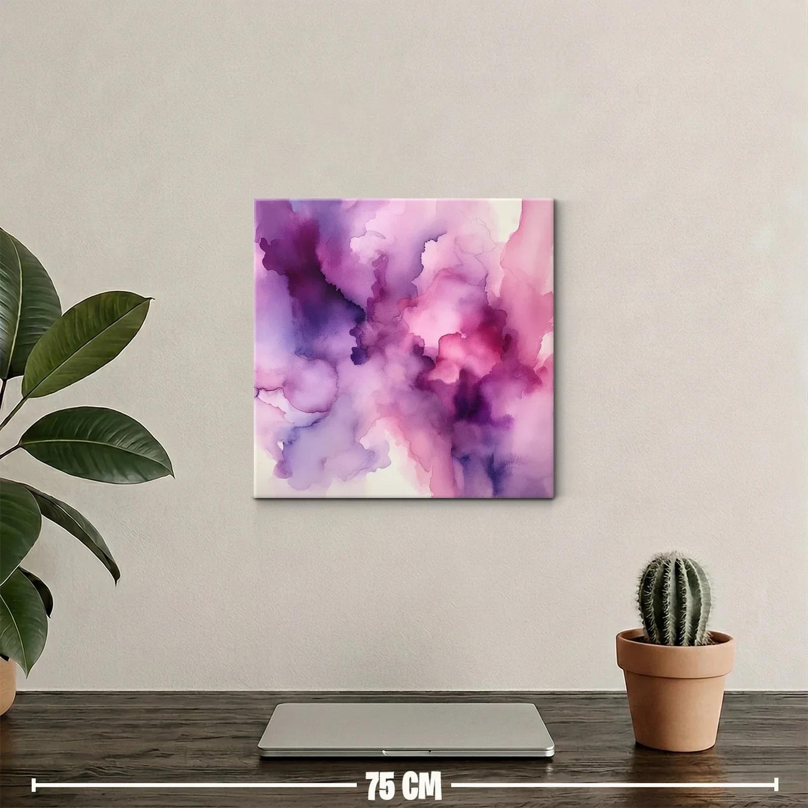 Cuadro abstracto en tonos violetas y rosas suaves — miniatura 2