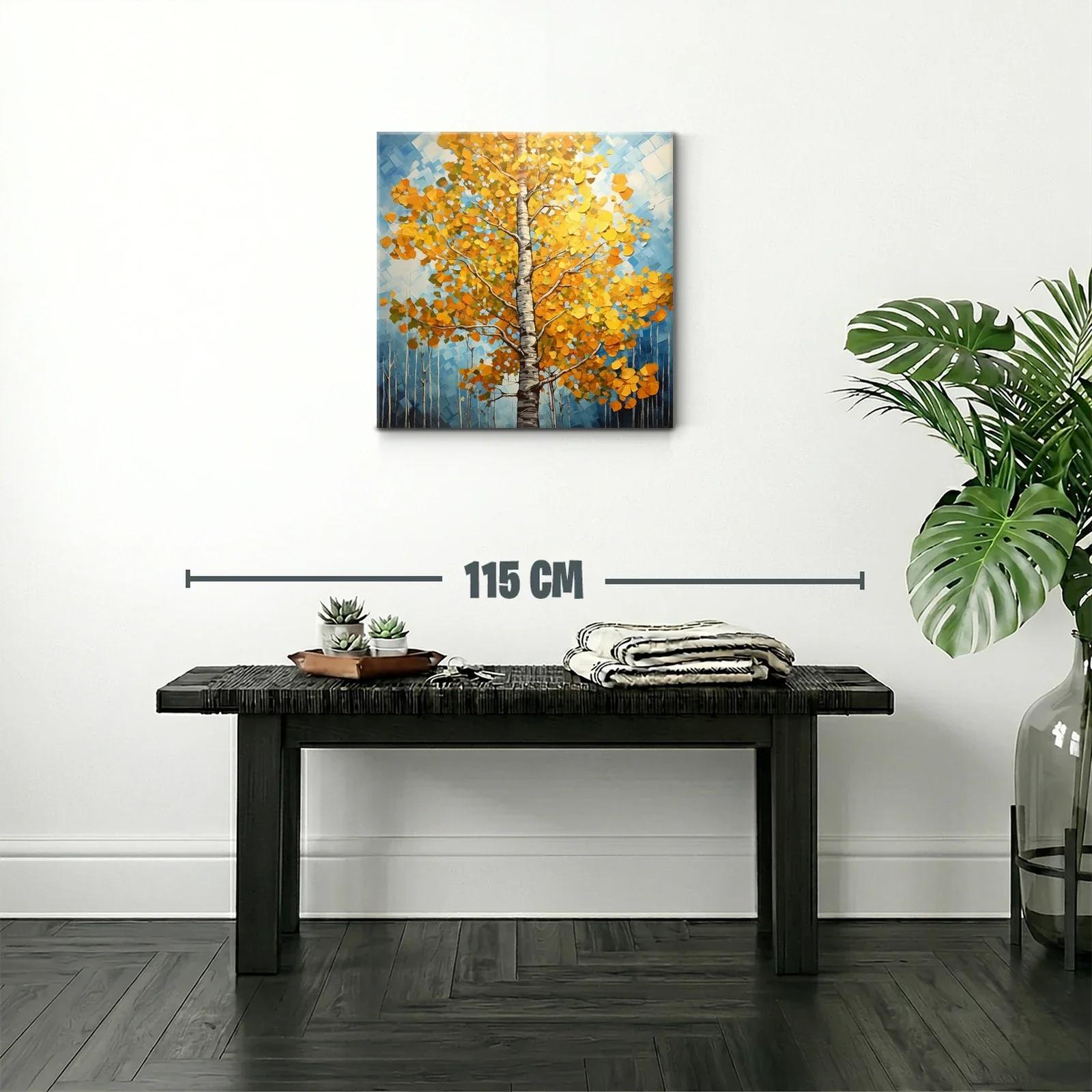 Árbol otoñal con vibrantes hojas doradas y cielo azul — miniatura 2
