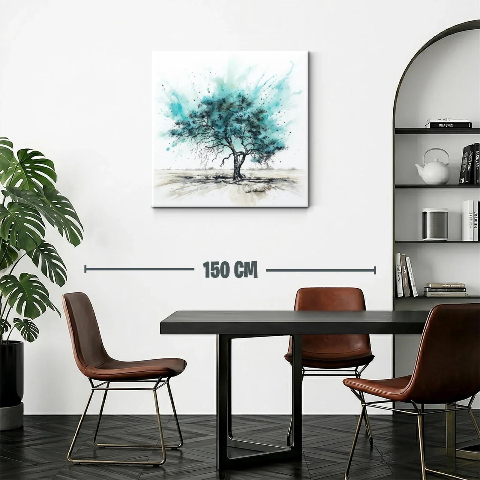 Árbol solitario con vibrantes tonos turquesa y negro — miniatura 2