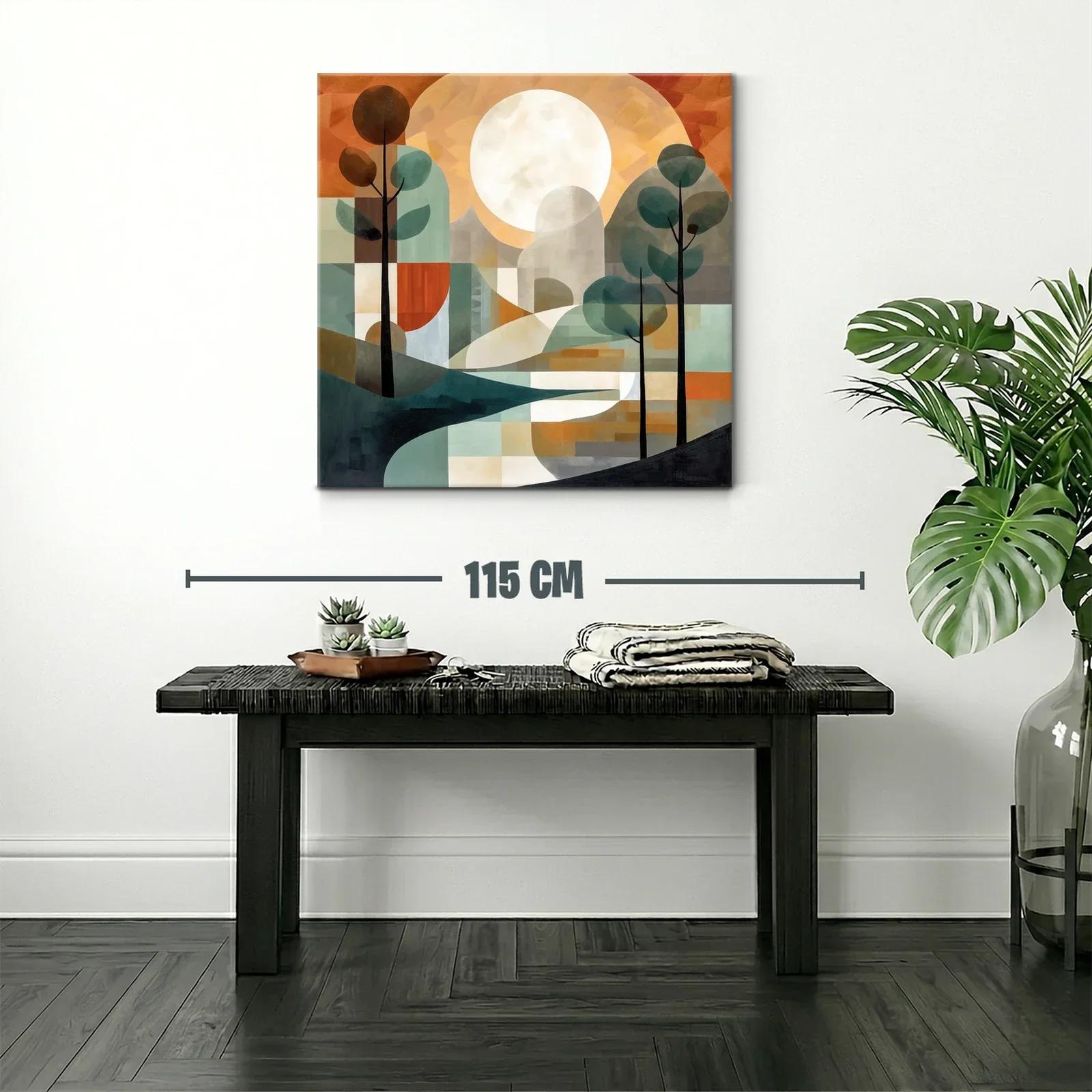Paisaje abstracto con árboles y gran luna brillante — miniatura 2