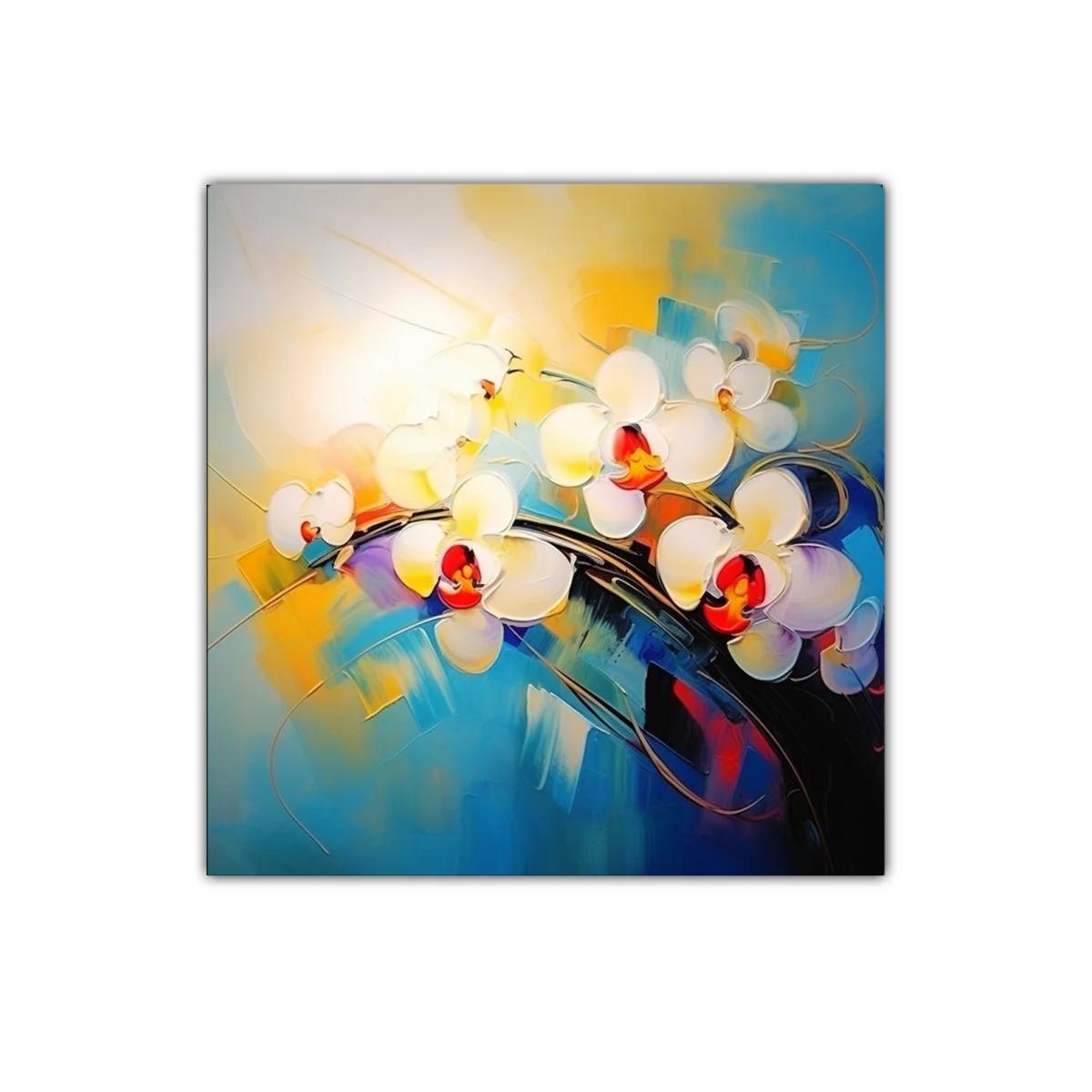 Cuadro moderno con flores blancas y colores vibrantes — imagen principal