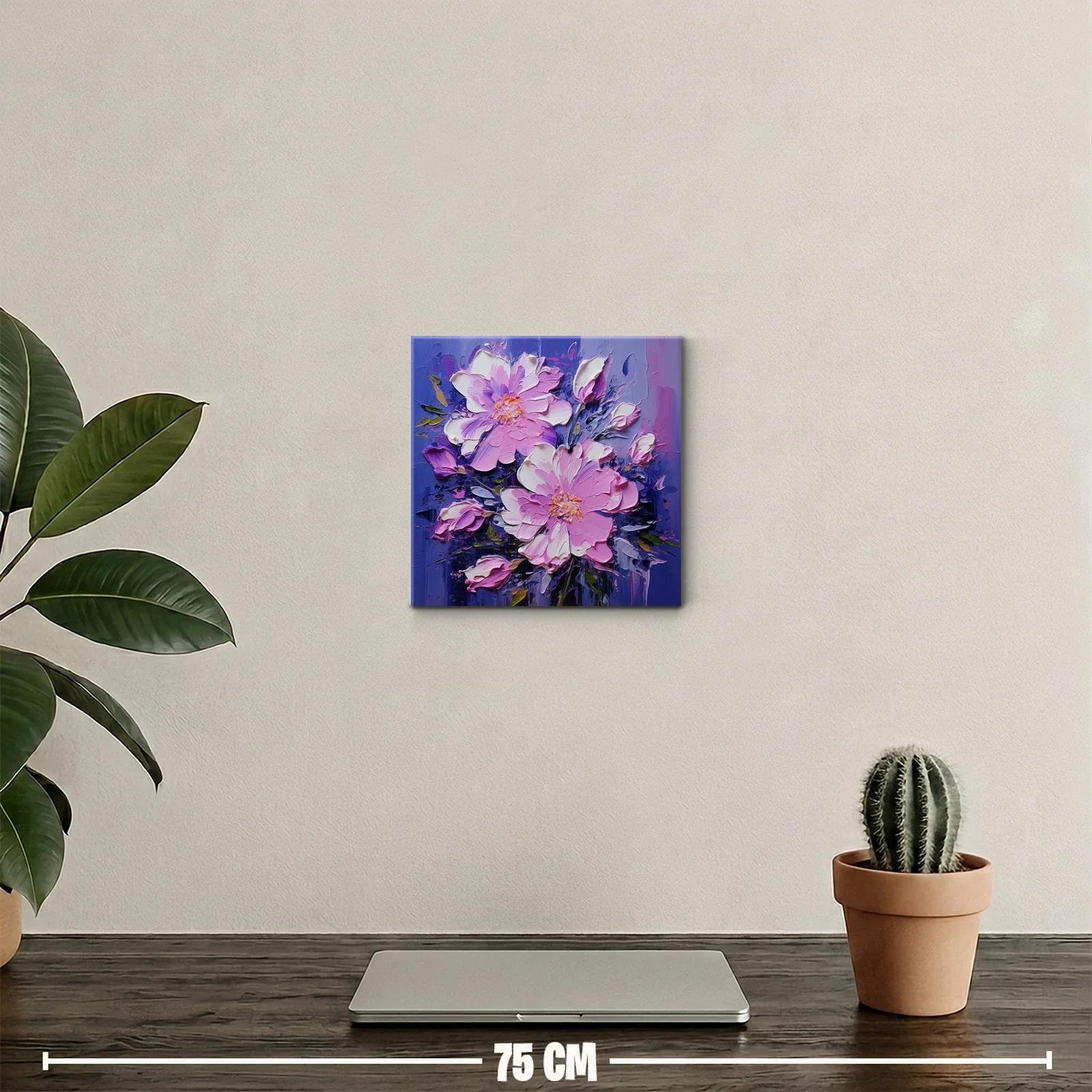 Cuadro floral en tonos violetas y rosas vibrantes — miniatura 2