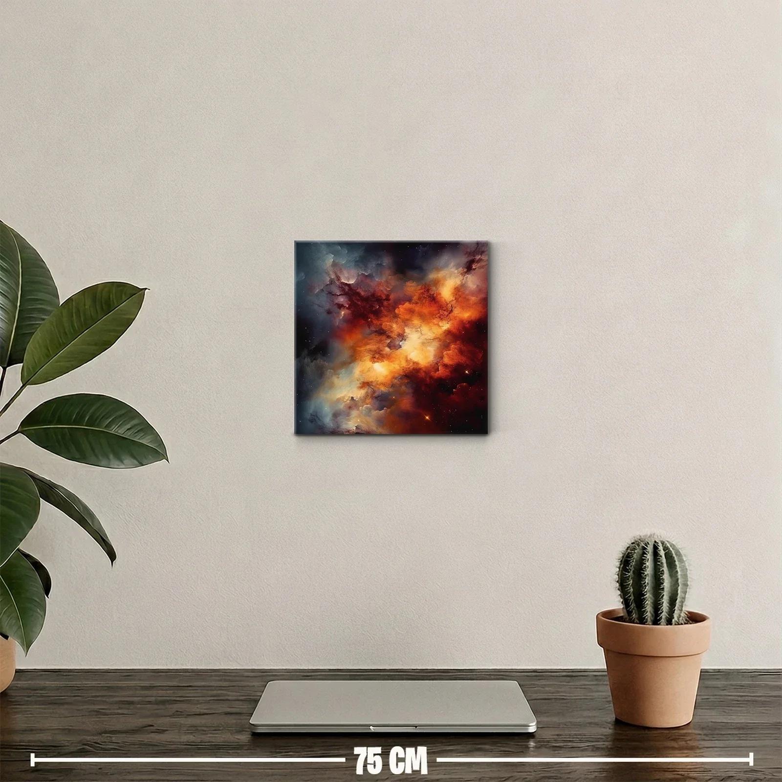 Cuadro decorativo con explosión cósmica en tonos cálidos — miniatura 2