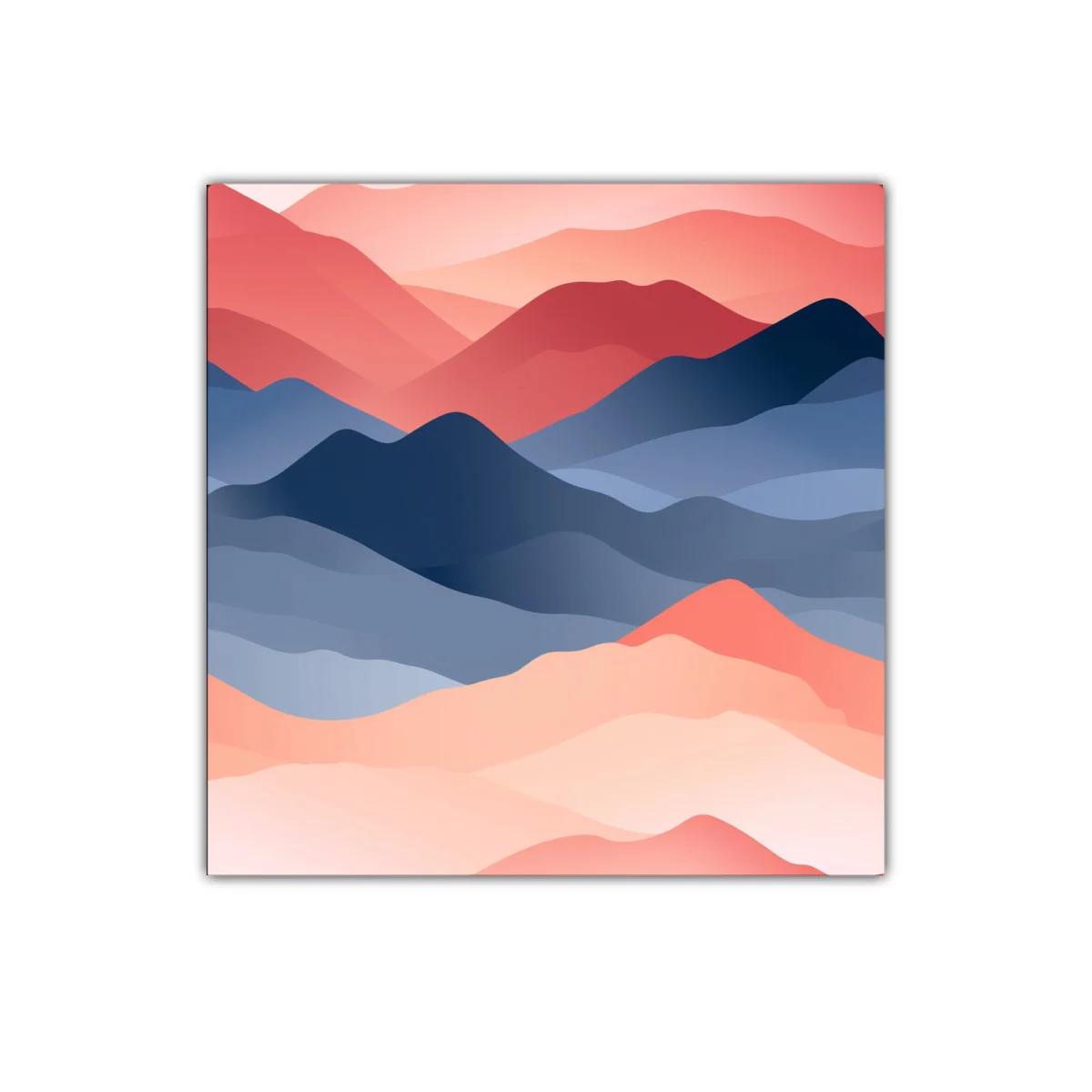 Paisaje abstracto de montañas en tonos cálidos y azules