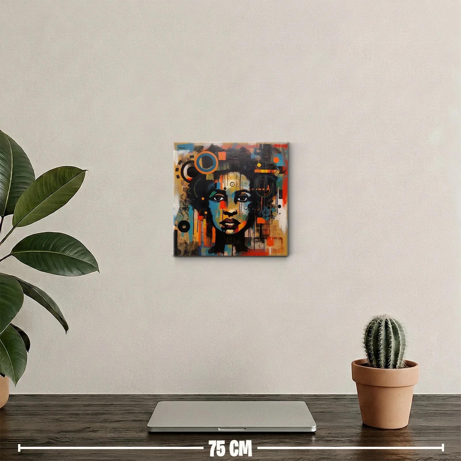 Rostro femenino abstracto con vibrante paleta cálida — miniatura 2