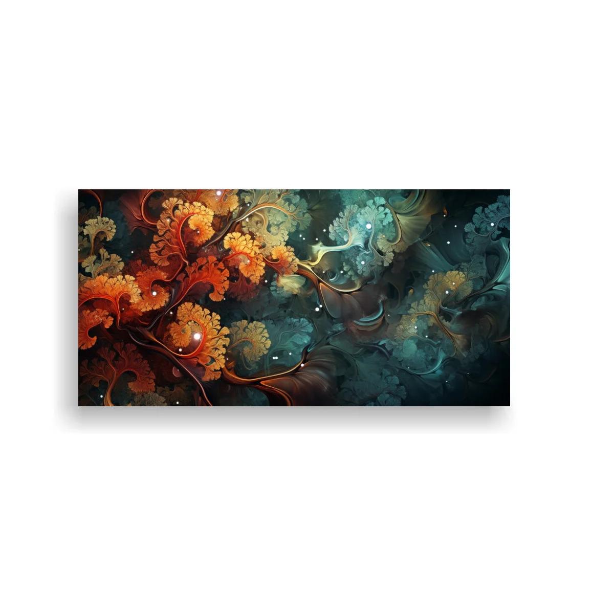 Cuadro de flores abstractas con ramas ondulantes
