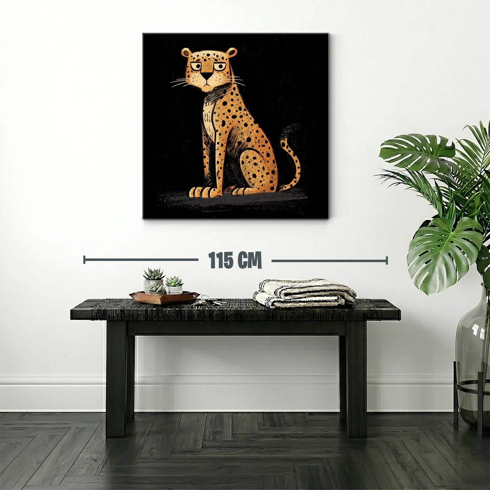 Leopardo de manchas negras en fondo oscuro expresivo — miniatura 2