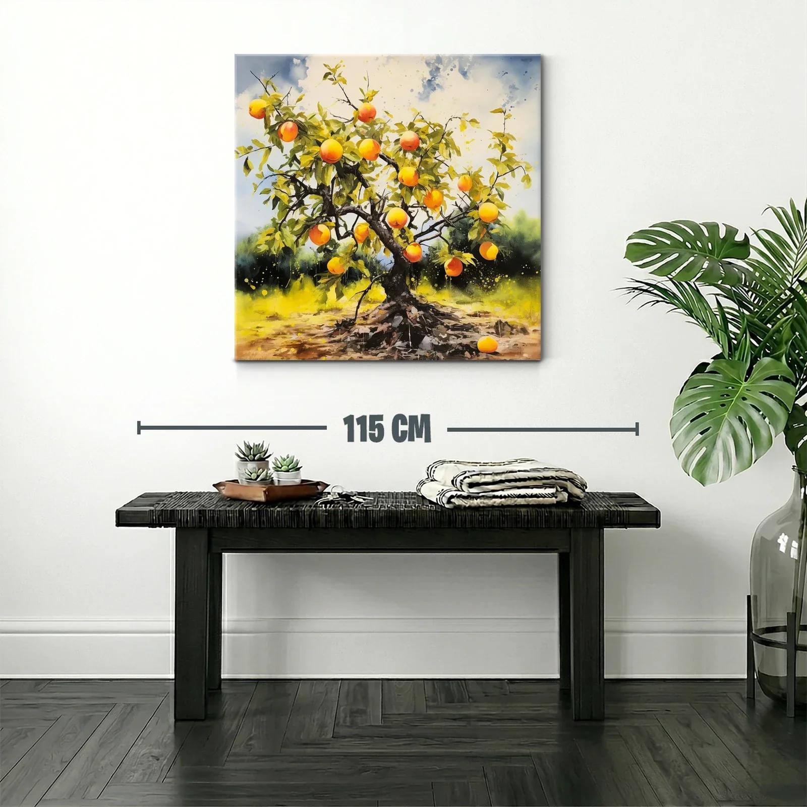 Árbol frutal con melocotones en vibrante paisaje natural — miniatura 2