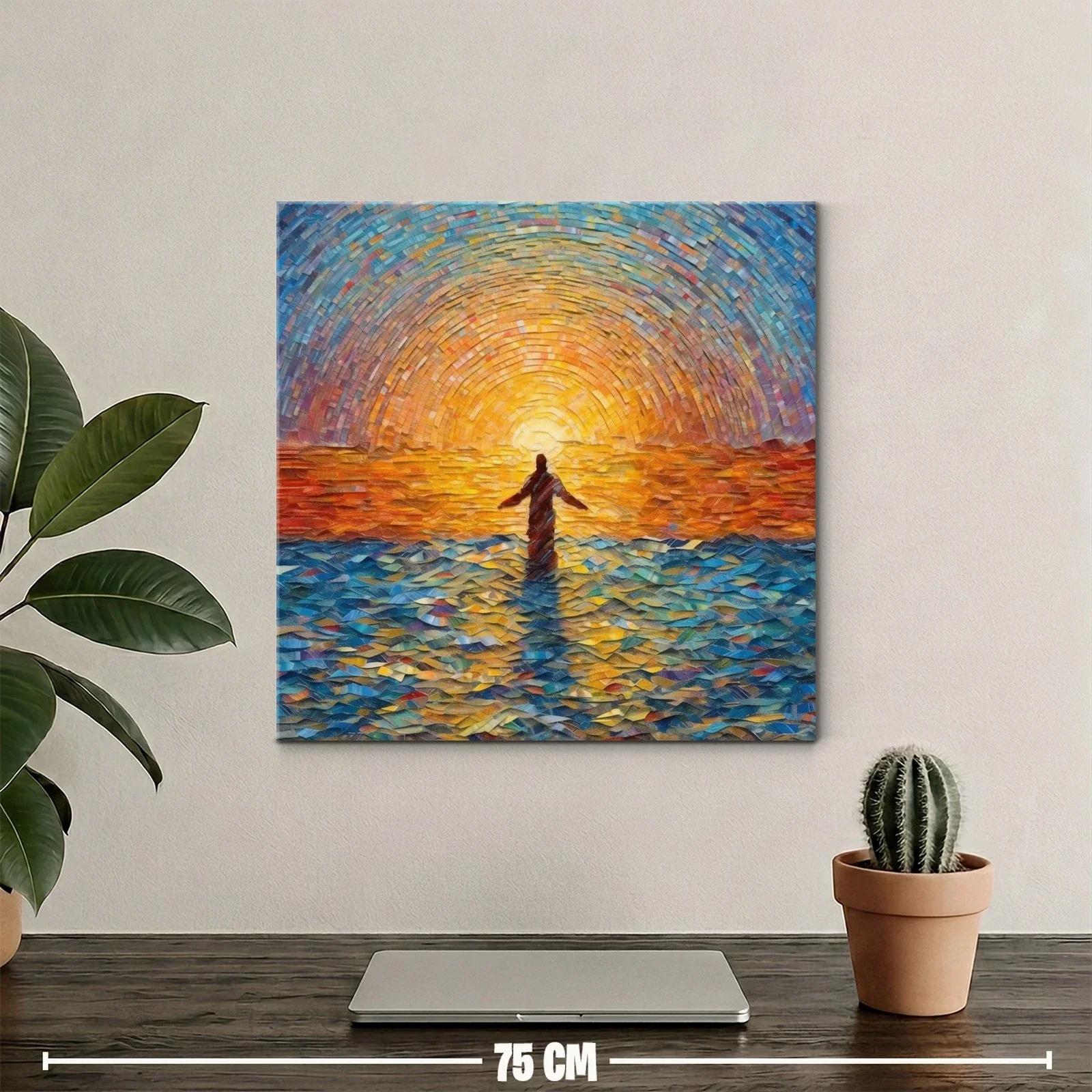 Figura Solitaria Frente a Un Mar Luminoso al Atardecer — miniatura 2