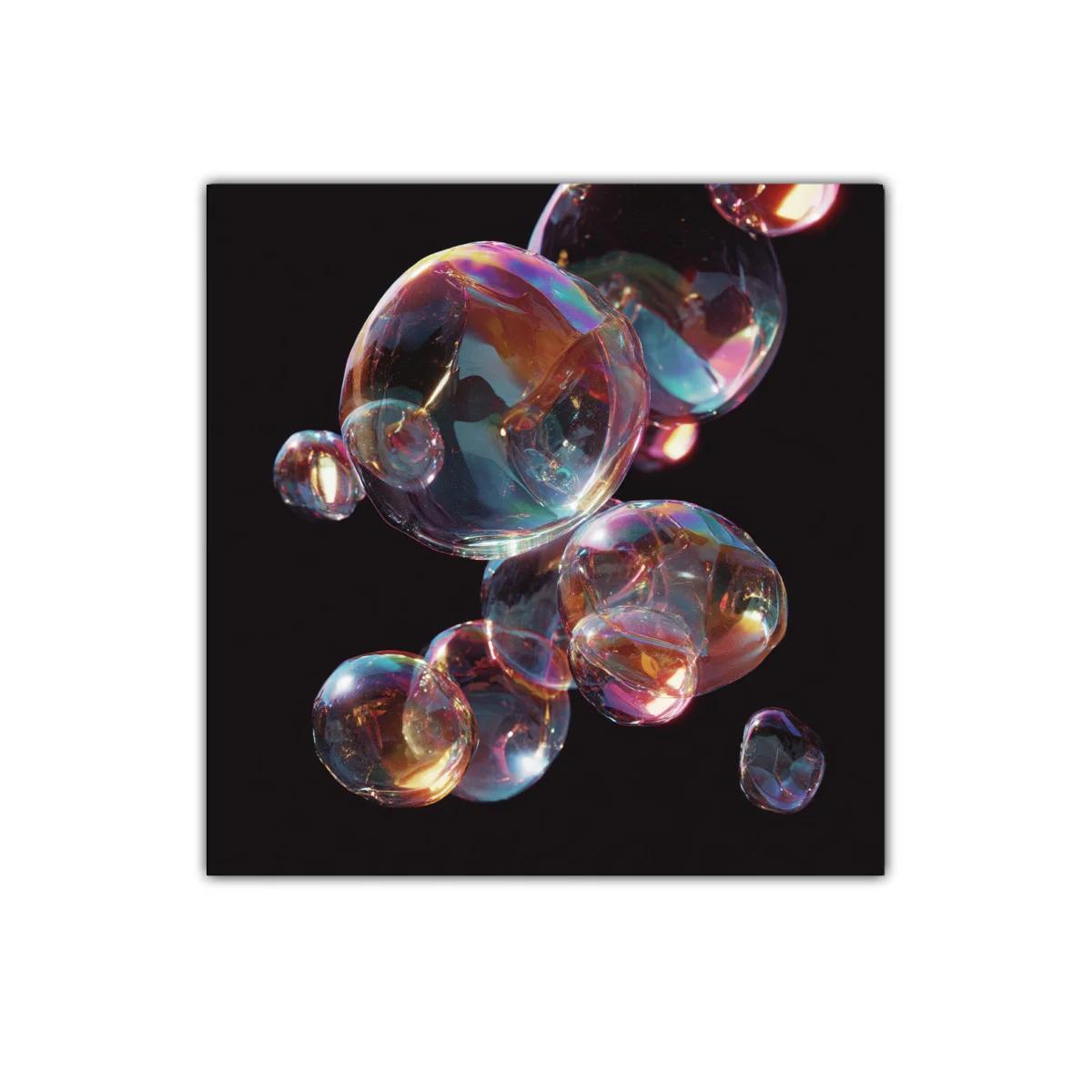Cuadro burbujas translúcidas con reflejos iridiscentes — imagen principal