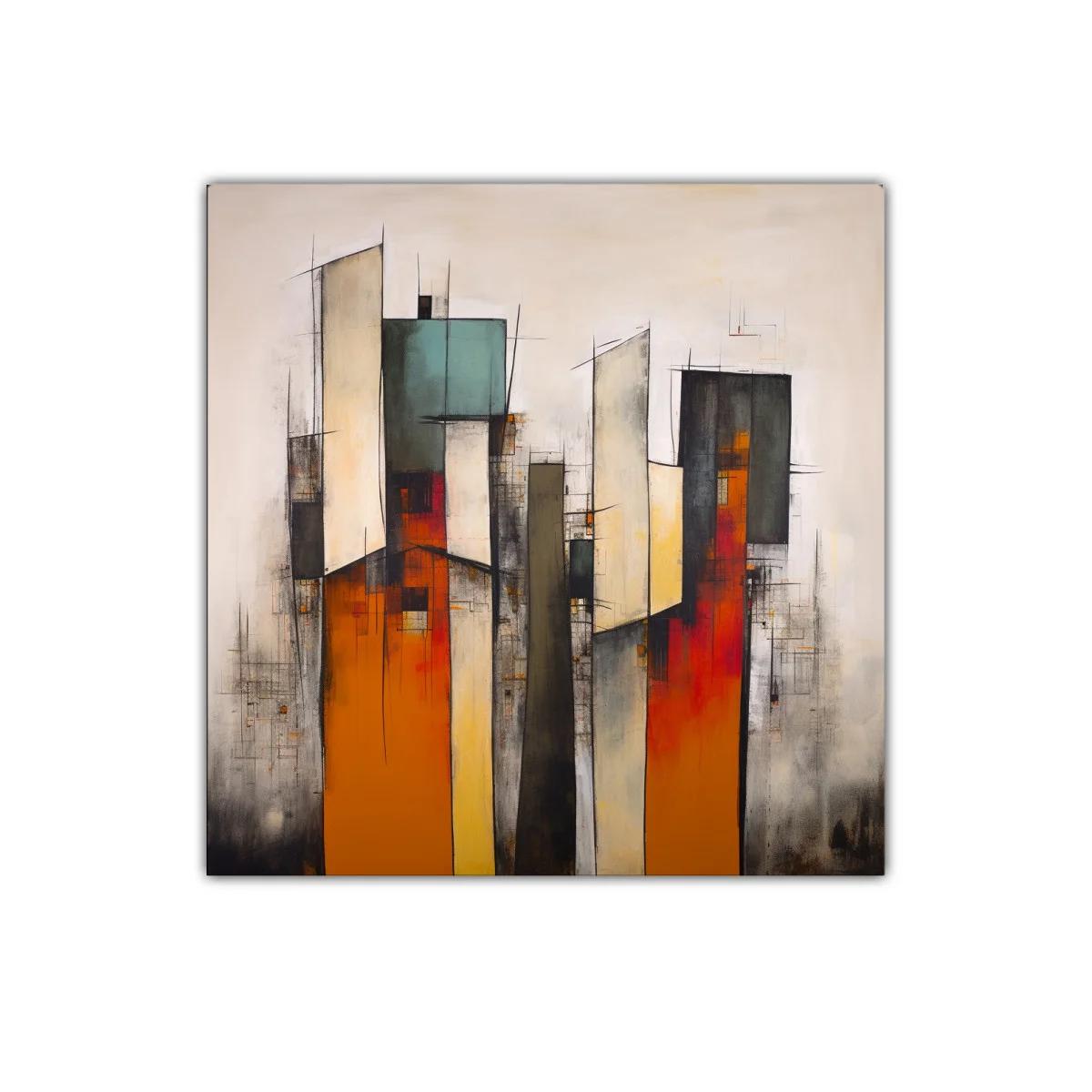 Composición abstracta con formas geométricas y tonos cálidos