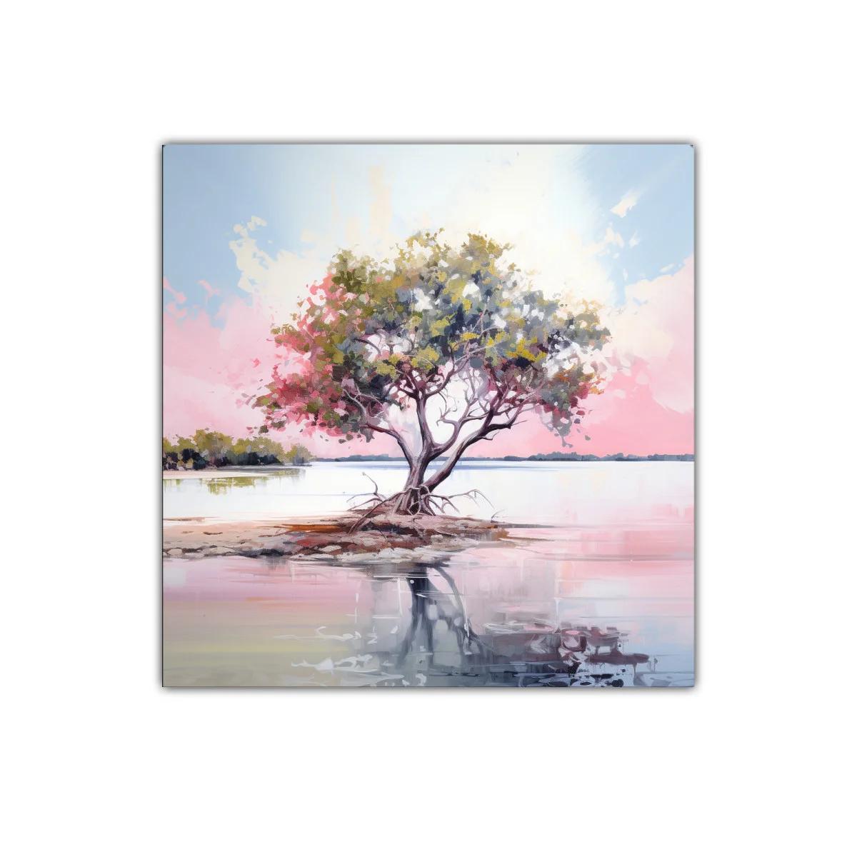 Árbol solitario en aguas tranquilas al atardecer — imagen principal
