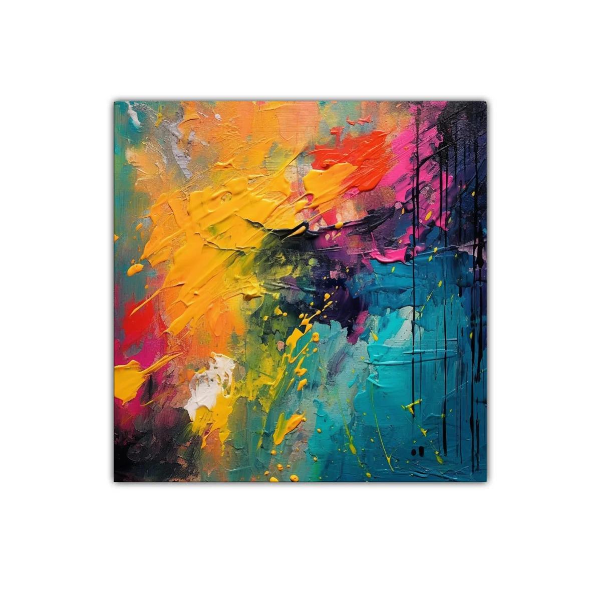 Cuadro abstracto con explosión de colores vivos y texturas intensas — imagen principal