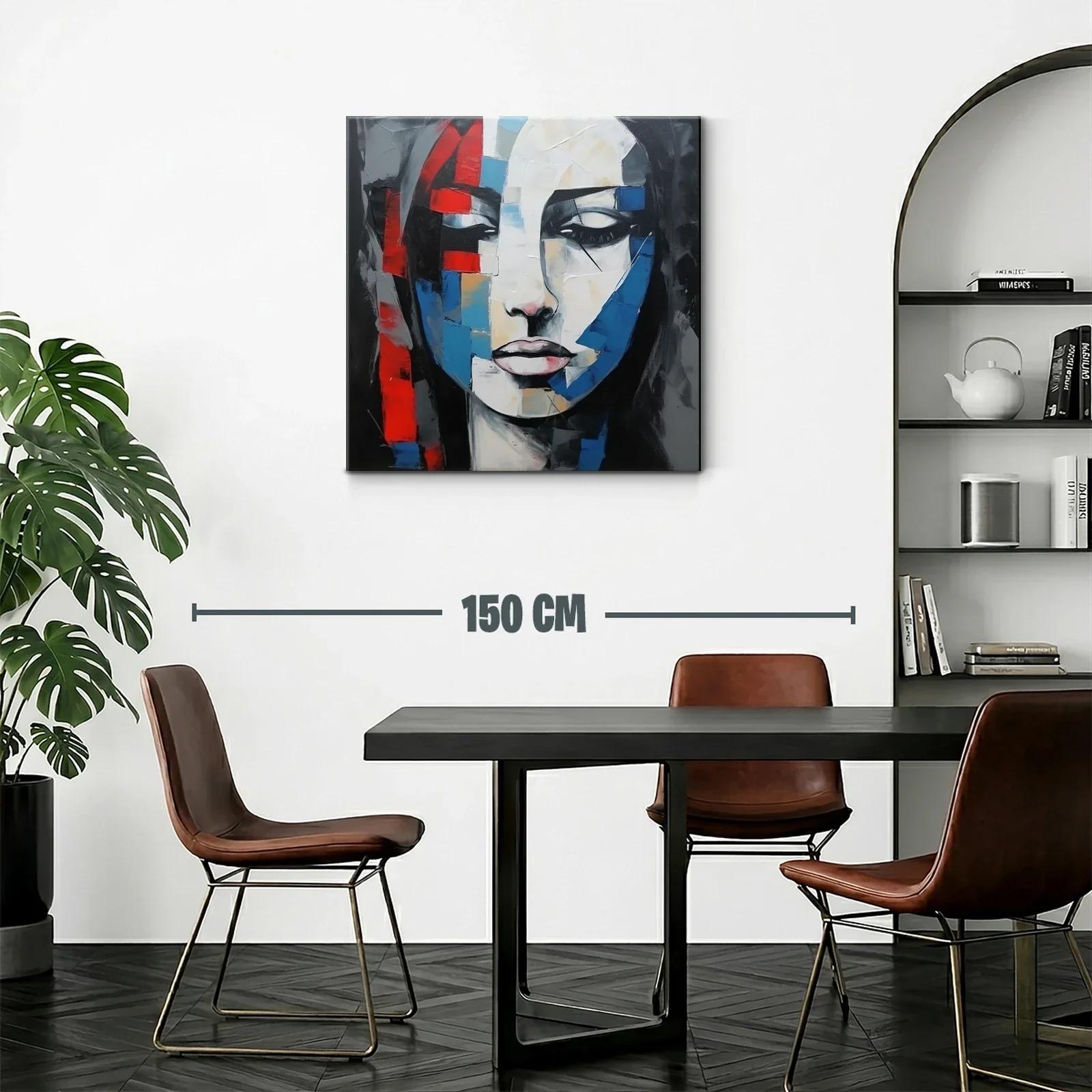 Retrato abstracto vibrante con toques rojos y azules — miniatura 2