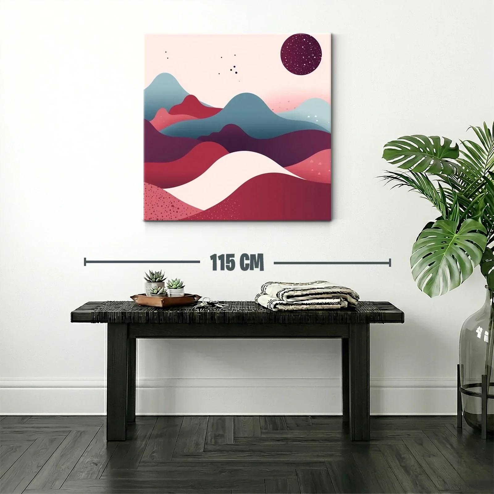 Paisaje abstracto en tonos cálidos y fríos con esfera estrellada — miniatura 2
