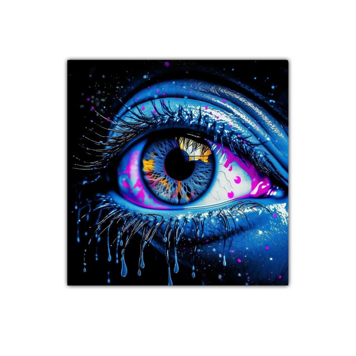 Impactante mirada con vibrantes tonos azules y detalles fluorescentes — imagen principal