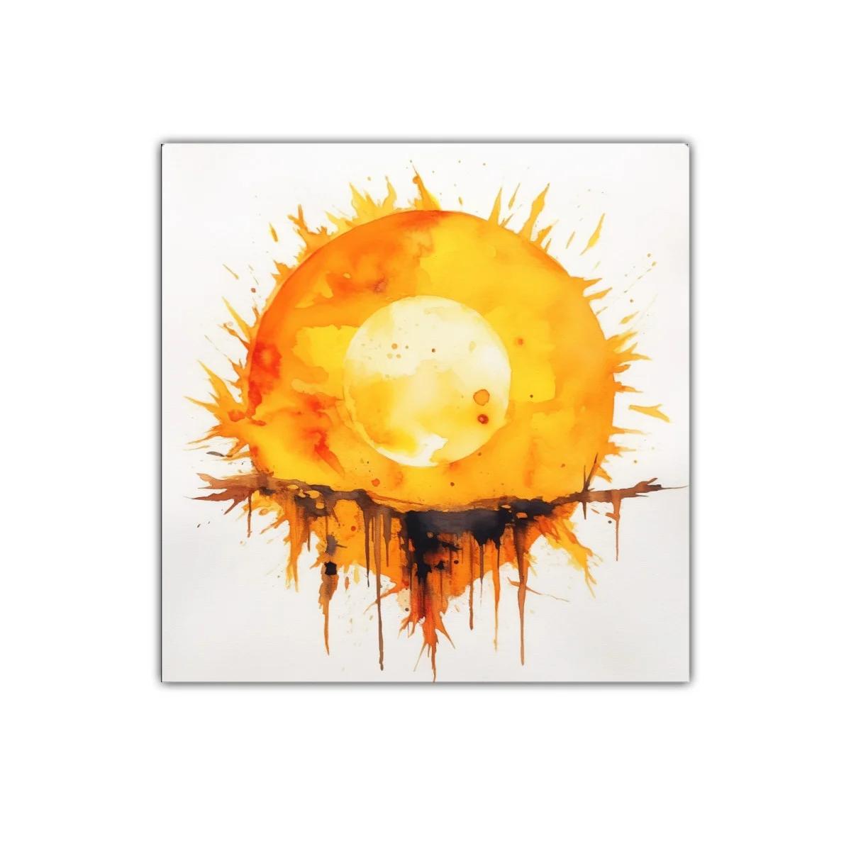 Cuadro Abstracto Sol Radiante con Efecto Acuarela — imagen principal