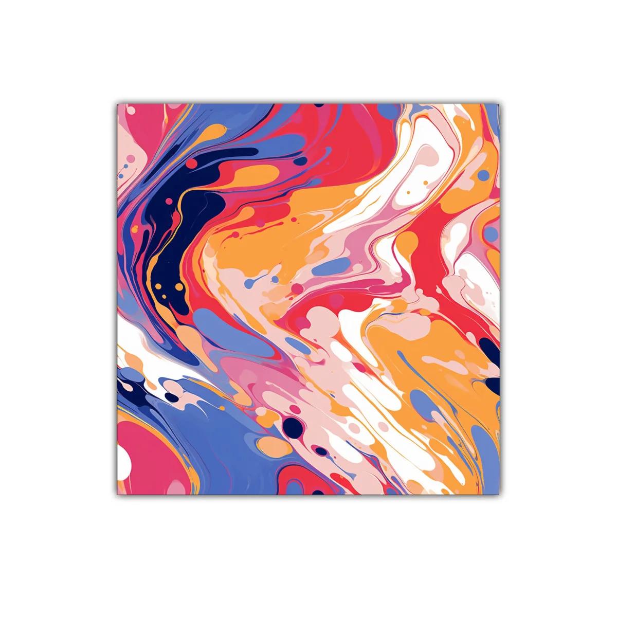 Cuadro abstracto con vibrantes formas fluidas multicolor