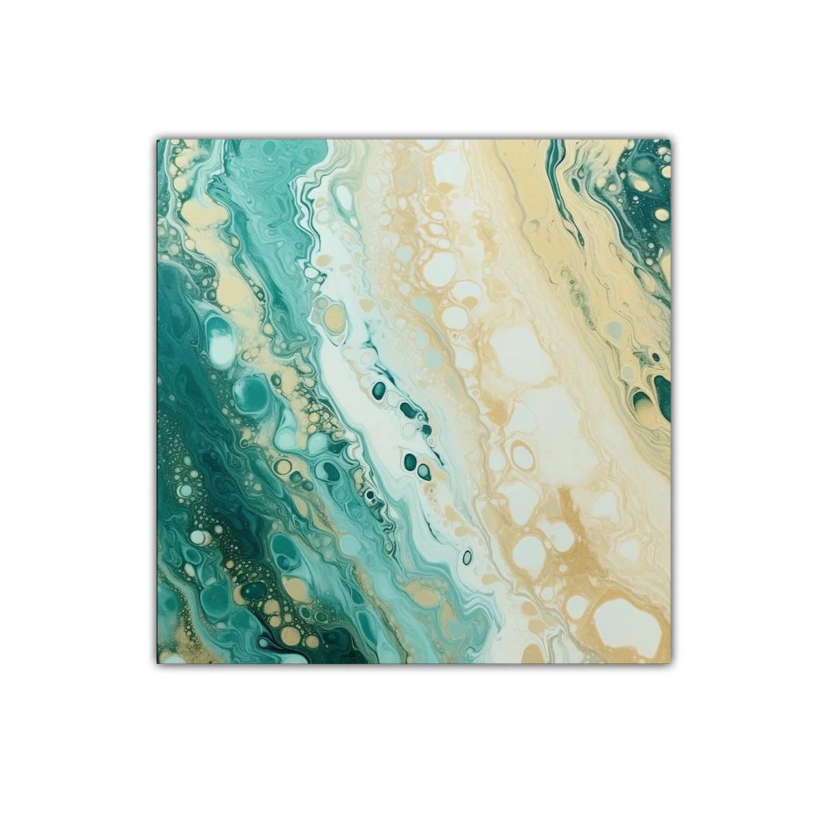 Cuadro abstracto con tonos turquesa y beige para decorar — imagen principal