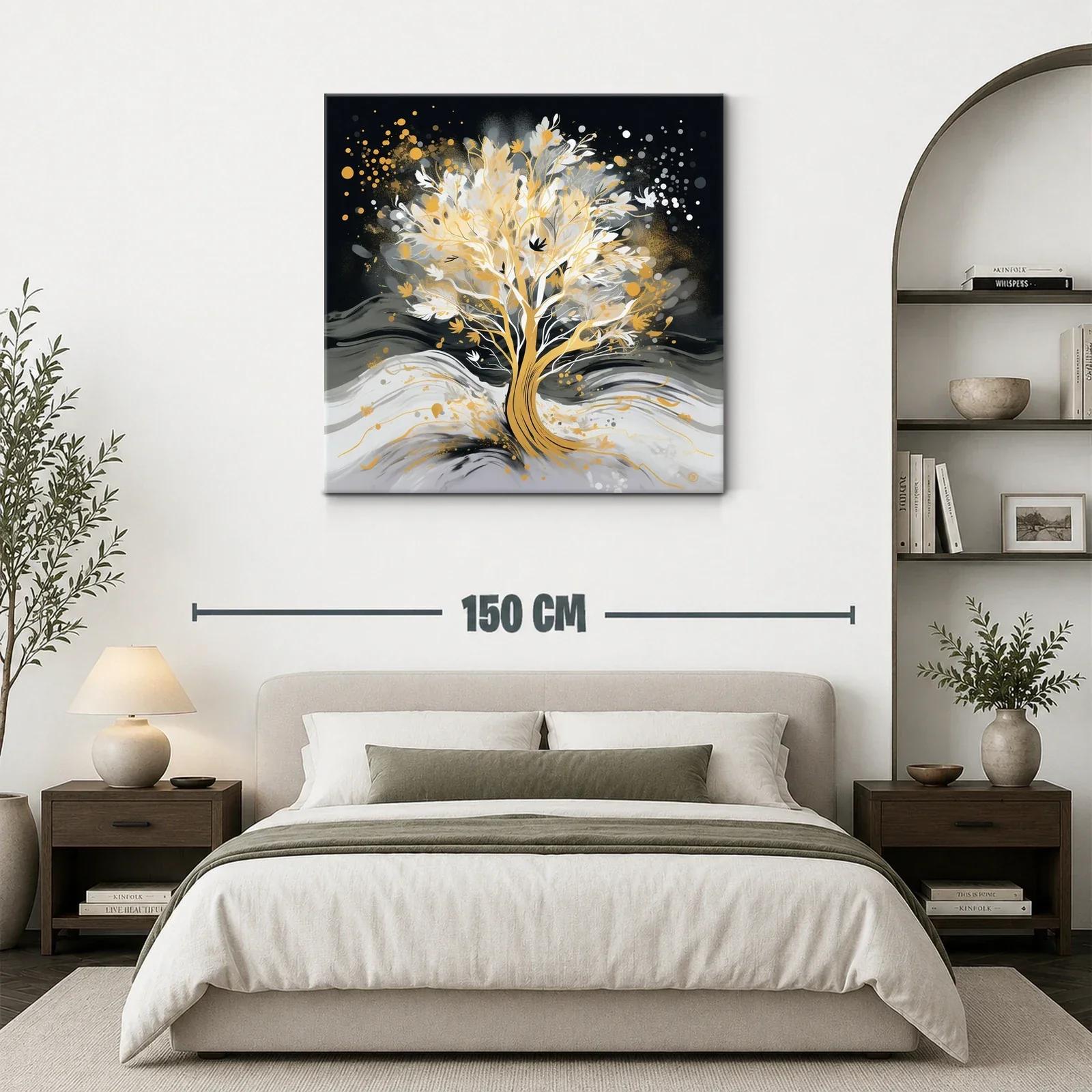Árbol luminoso en tonos dorados y grises — miniatura 3