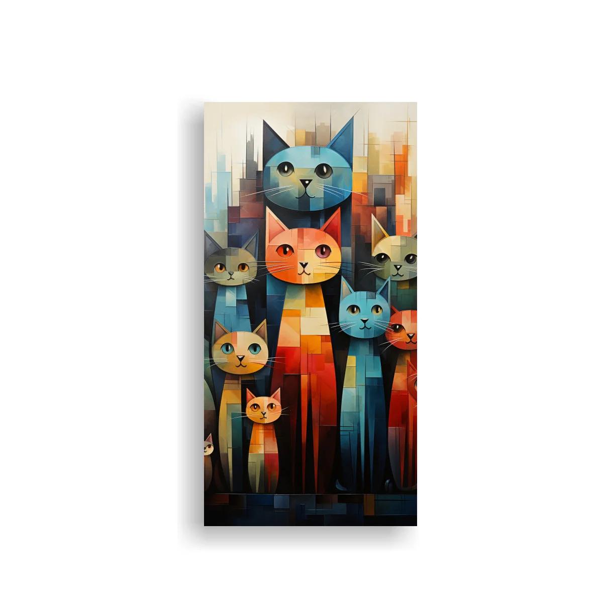 Cuadro gatos geométricos con bloques de color