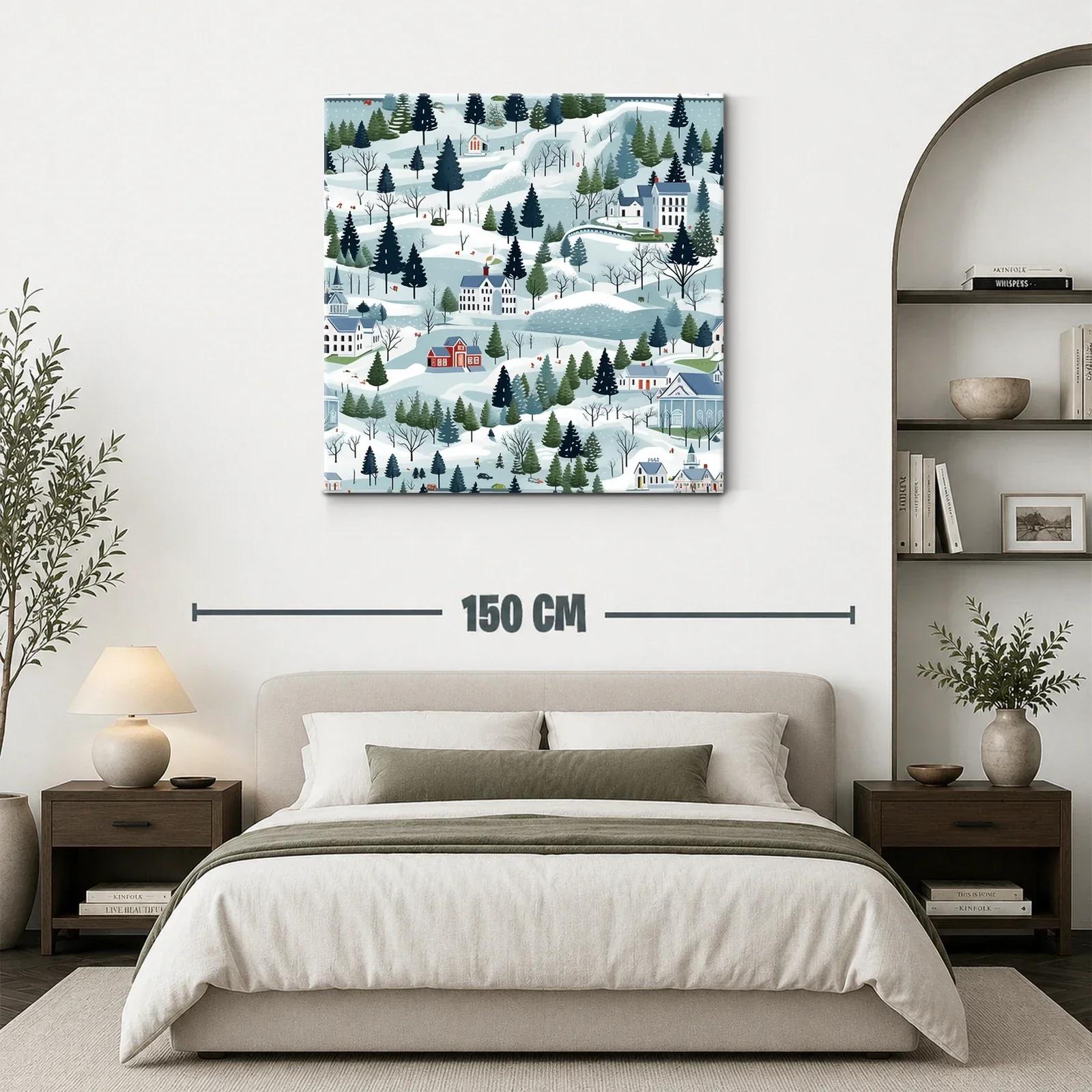 Paisaje de Invierno con Casas y Bosques Nevados — miniatura 3