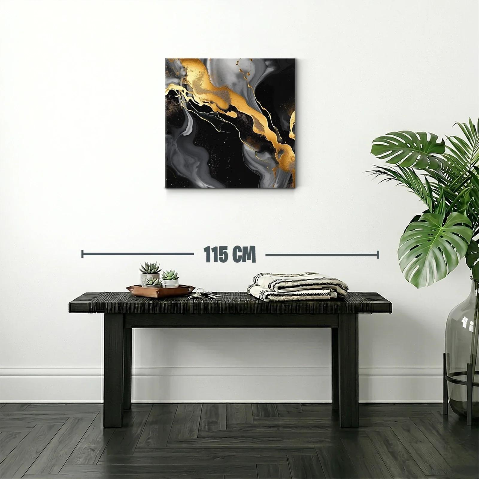 Cuadro abstracto con efectos dorados y negros elegantes — miniatura 2