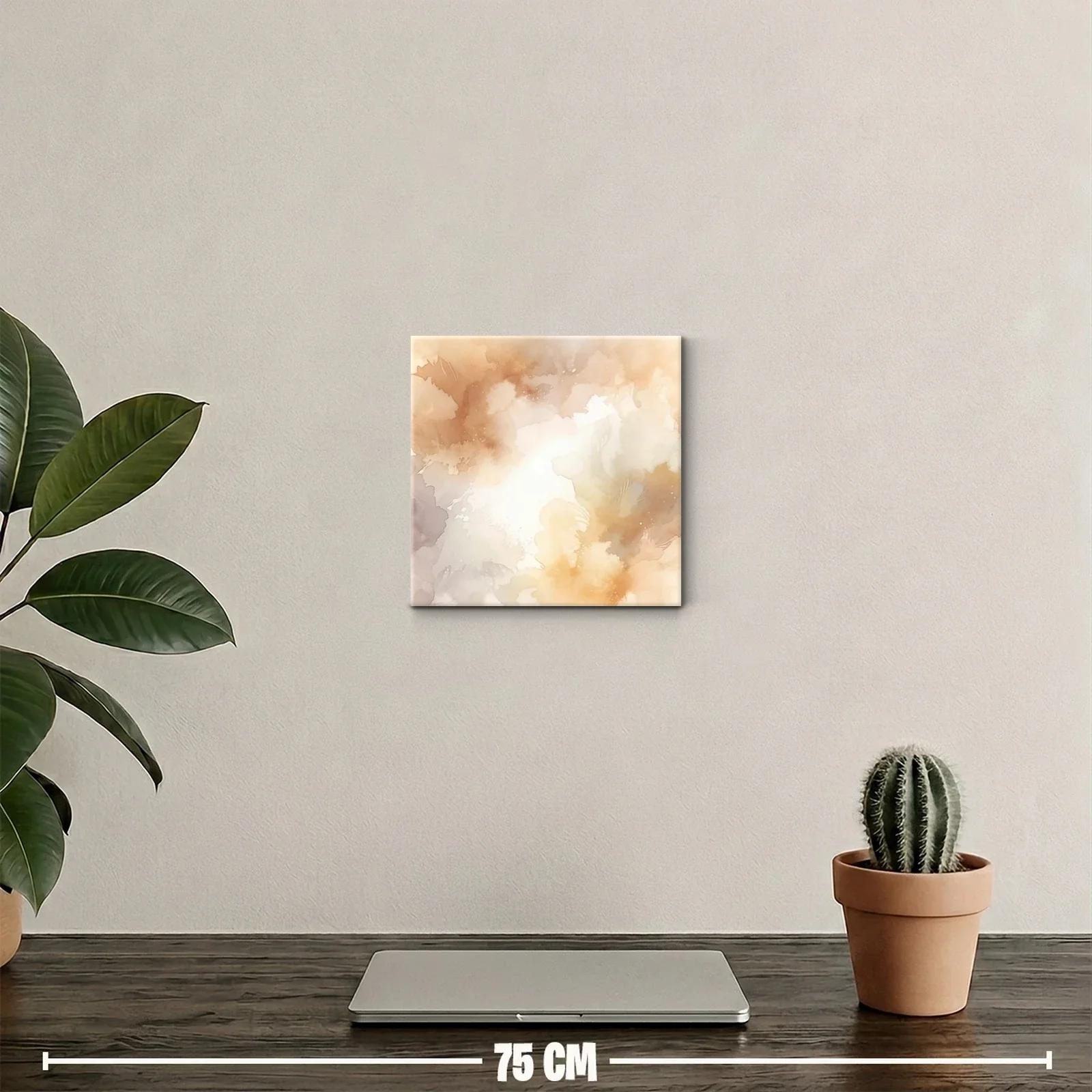 Cuadro decorativo con tonos cálidos y suaves acuarelas abstractas — miniatura 2