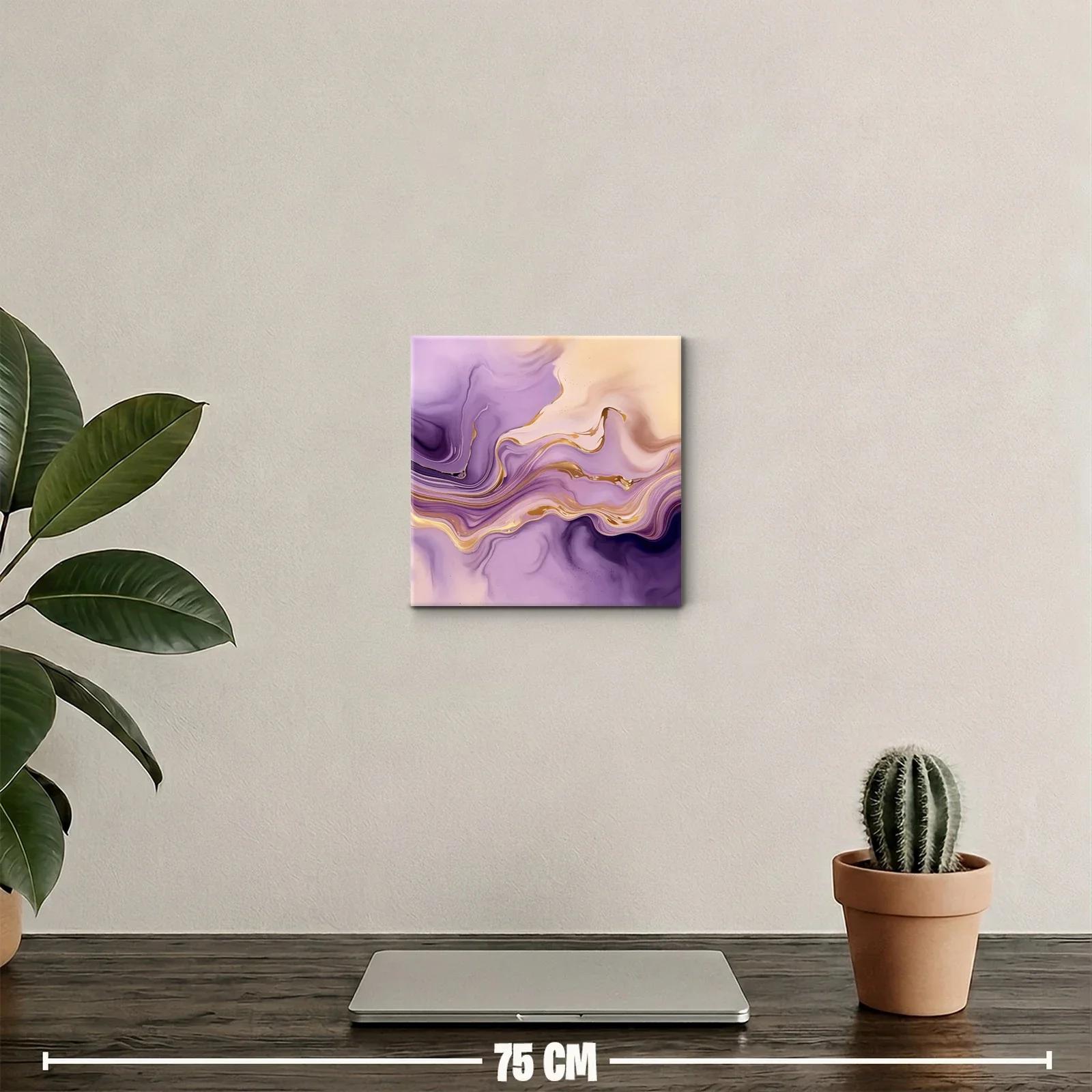 Cuadro decorativo abstracto en tonos morados y dorados — miniatura 2