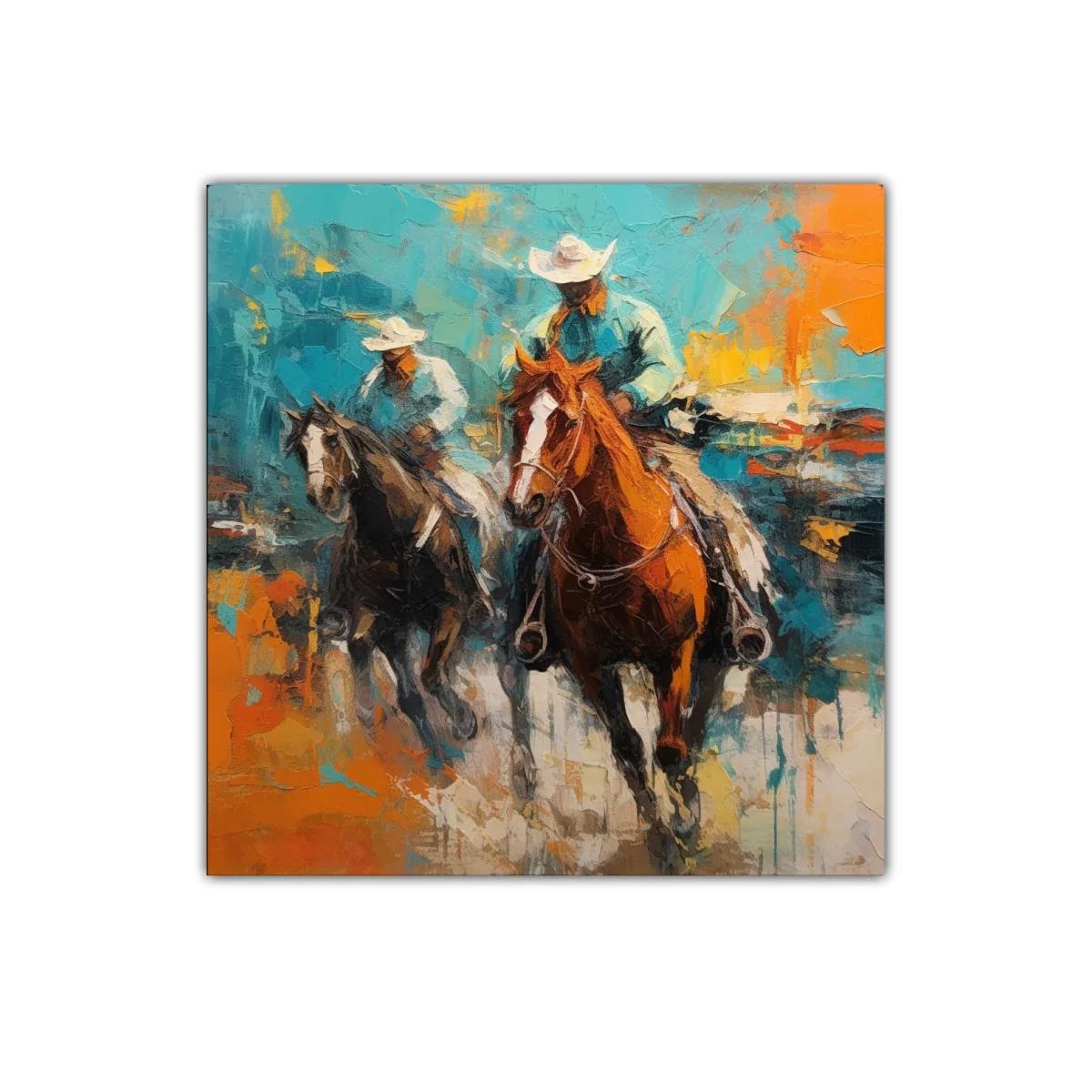 Cabalgan en libertad colores vibrantes y energía dinámica