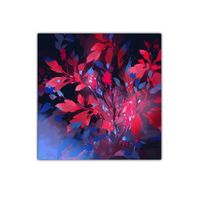 Cuadro decorativo con atrevidas flores rojas y azules