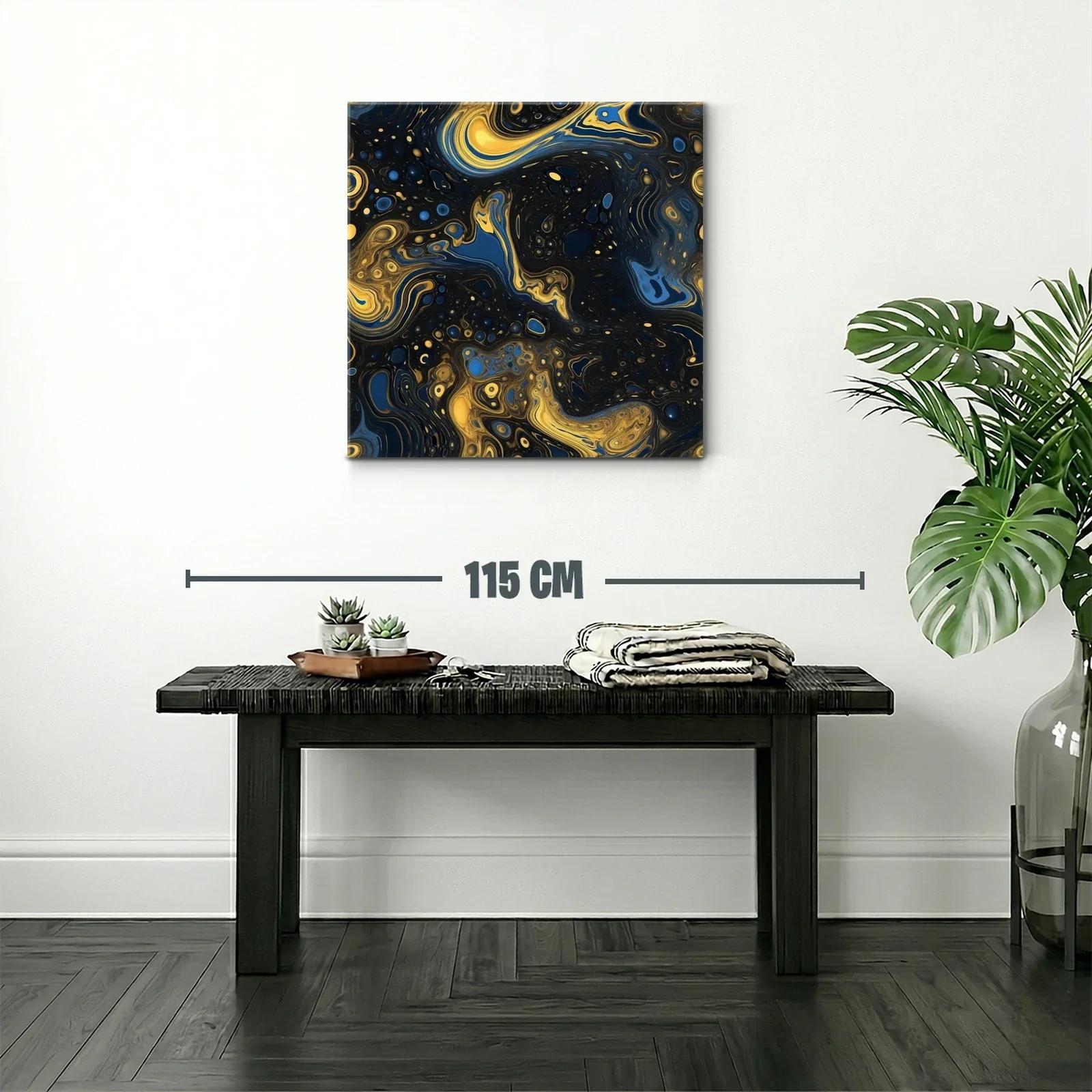 Arte abstracto en tonos azul y dorado brillante — miniatura 2