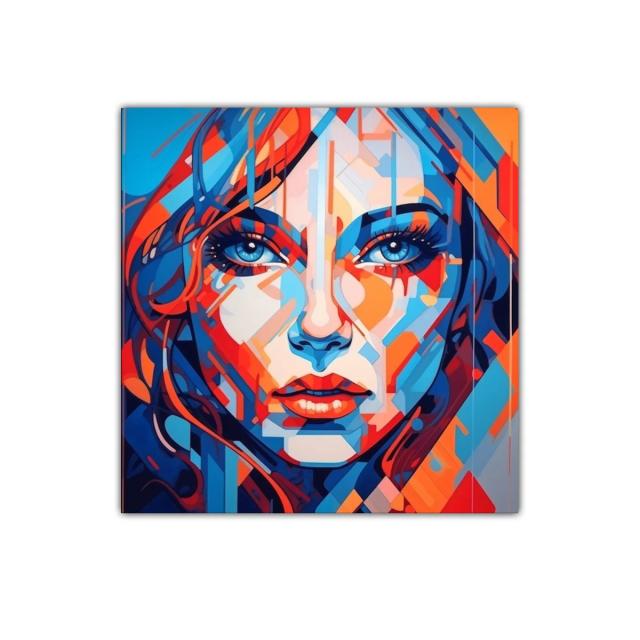 Retrato contemporáneo vibrante con contrastes intensos