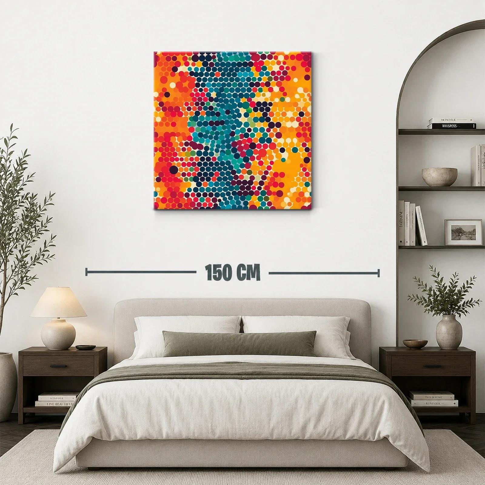 Arte abstracto vibrante con puntos en tonos cálidos y fríos — miniatura 3