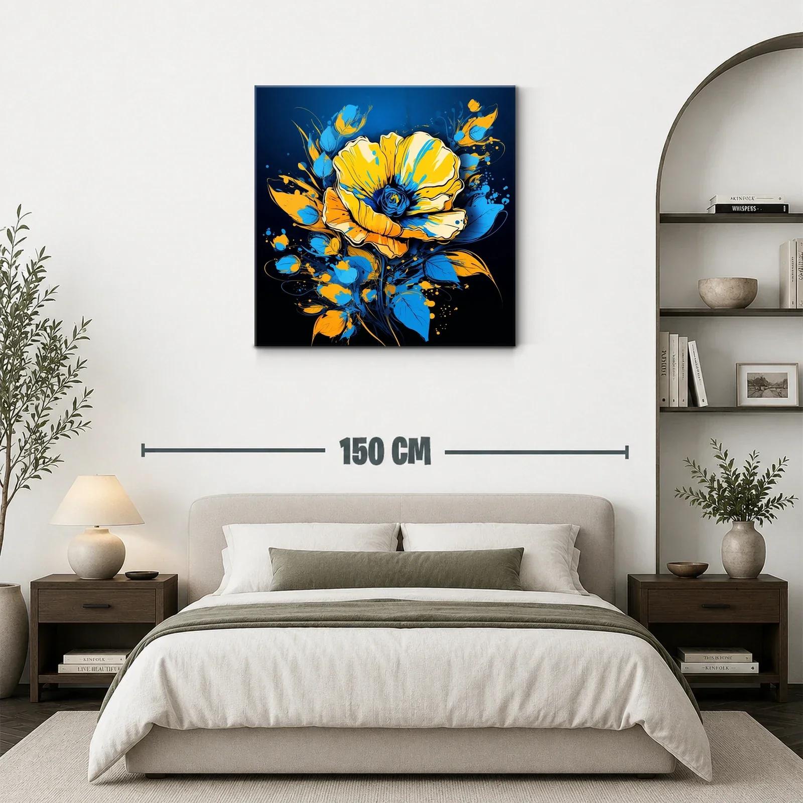 Flor vibrante en tonos azules y amarillos contrastantes — miniatura 3