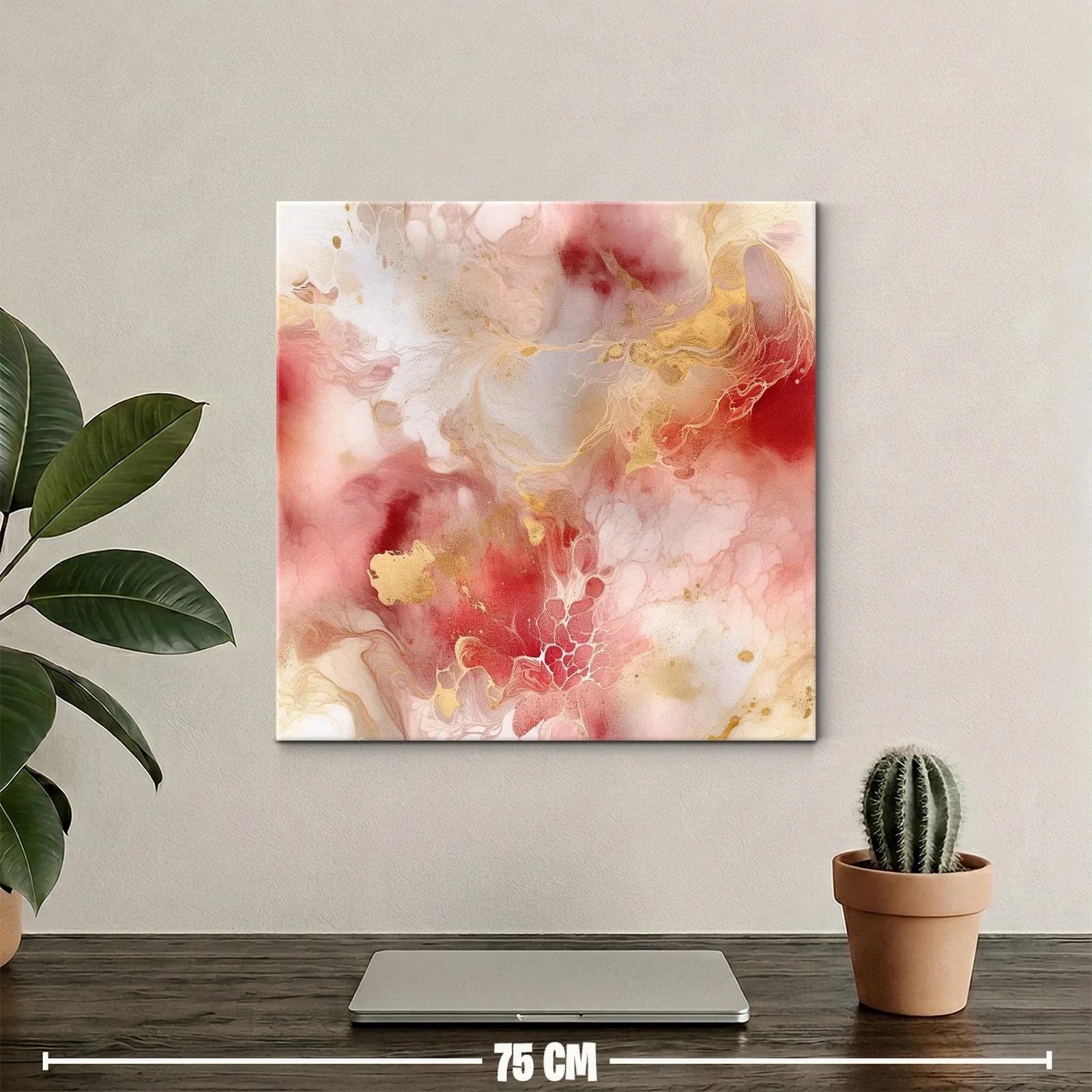 Cuadro abstracto con tonos rojos y dorados suaves — miniatura 2