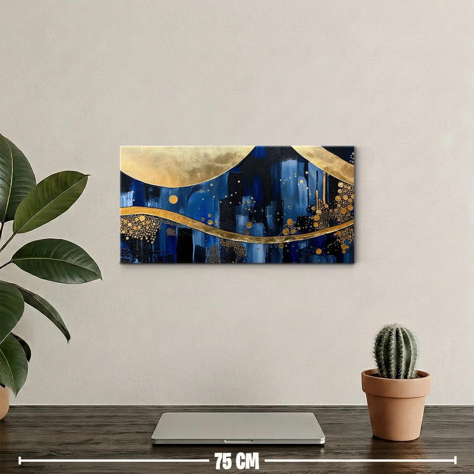 Cuadro lunas doradas con fondo geométrico — miniatura 2