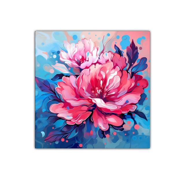 Flor vibrante en tonos coral y azul para decoración moderna