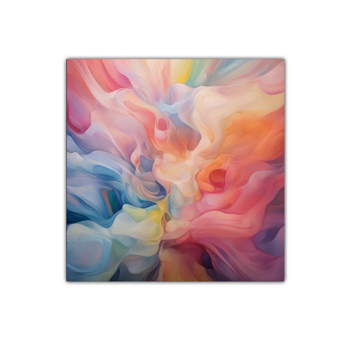 Cuadro abstracto con formas fluidas y colores vibrantes