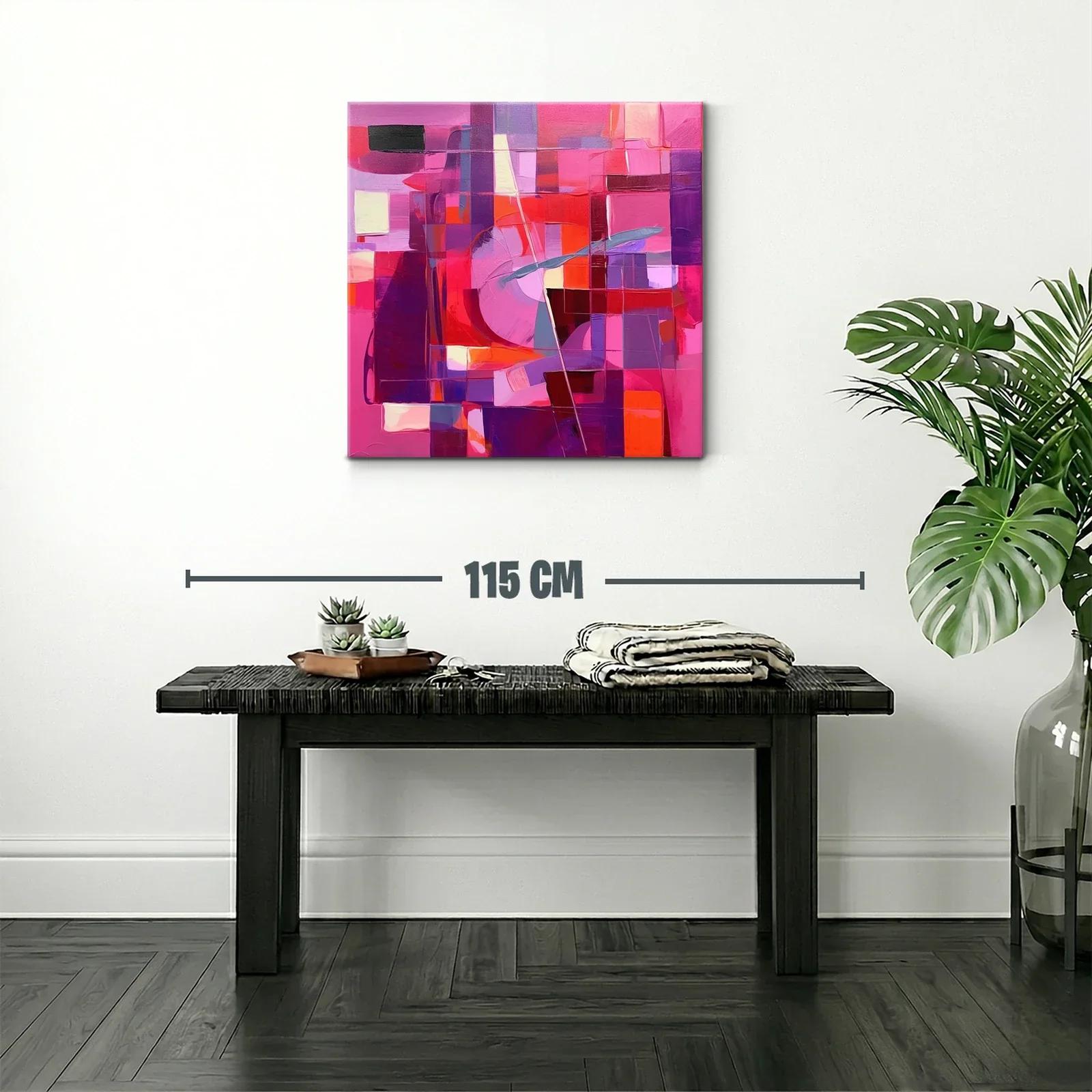 Cuadro Abstracto en Tonos Rosas y Rojos Vibrantes — miniatura 2