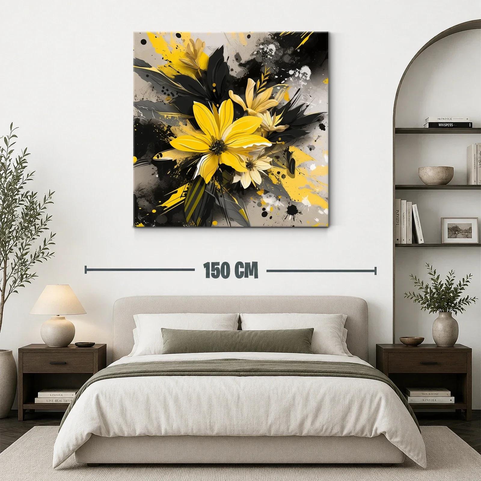 Flores vibrantes en tonos amarillos y negros modernos — miniatura 3