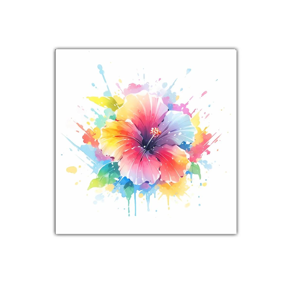 Cuadro decorativo flor hibisco con explosión de color