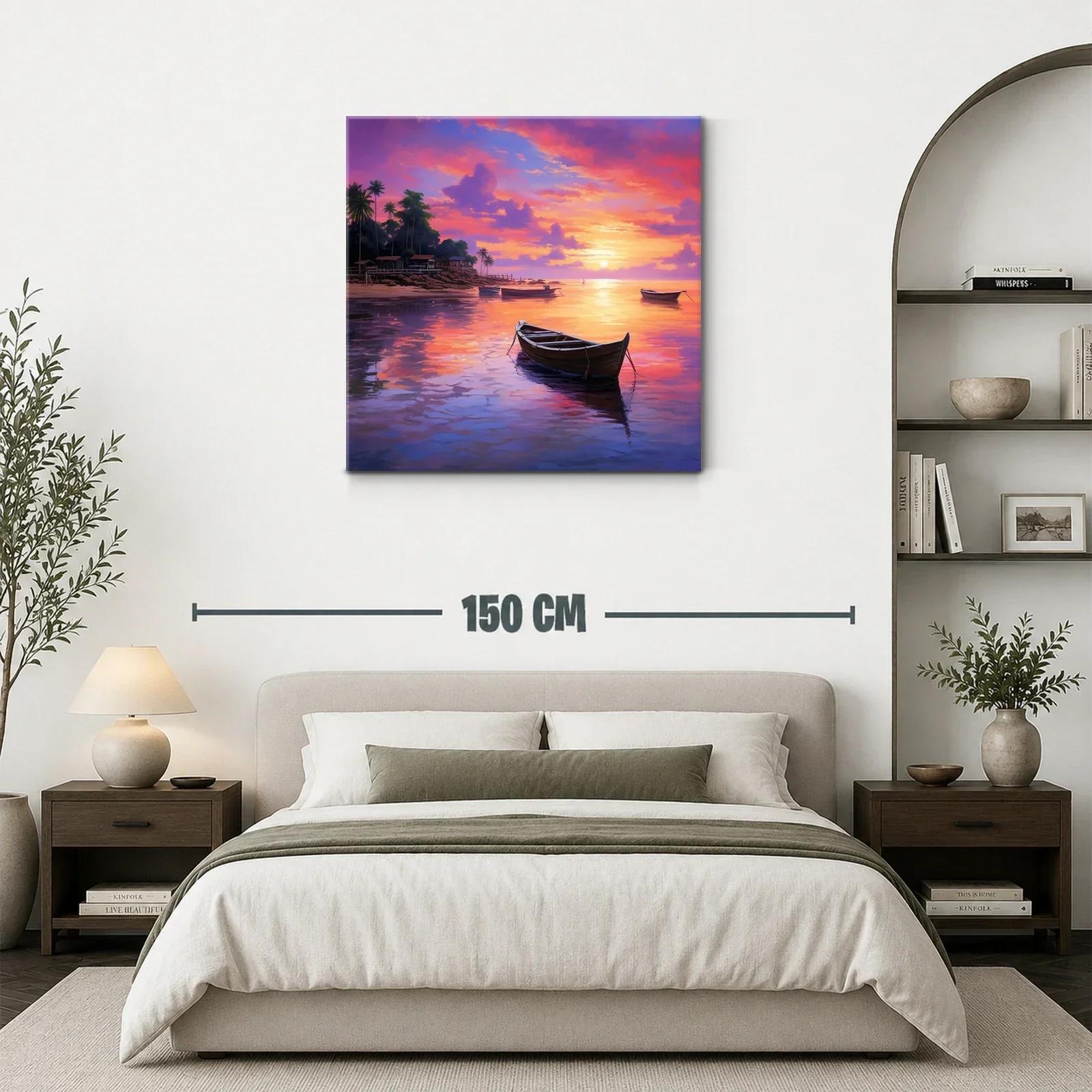 Atardecer sereno con barcos en aguas tranquilas — miniatura 3