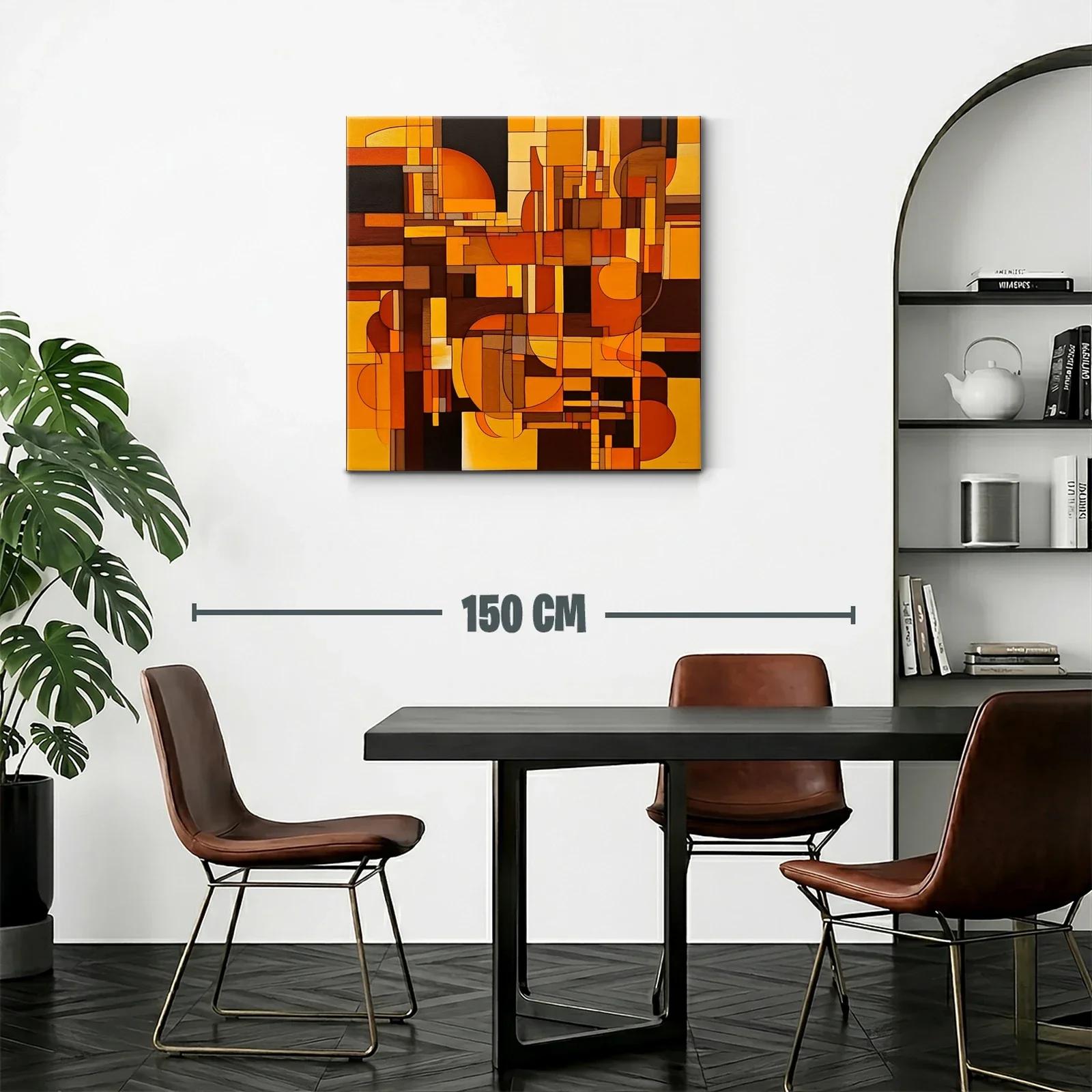 Cuadro abstracto con formas geométricas en tonos cálidos — miniatura 2