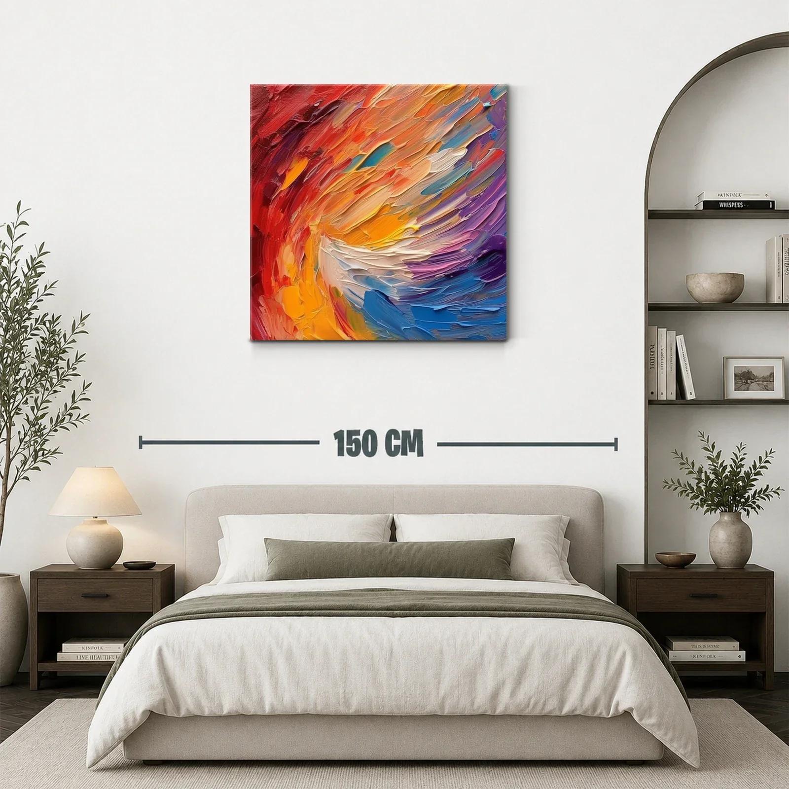Cuadro abstracto enérgico con vibrantes tonos cálidos y fríos — miniatura 3