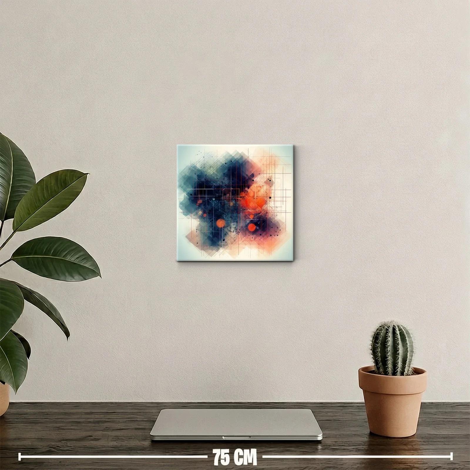 Cuadro abstracto con líneas y tonos vibrantes — miniatura 2
