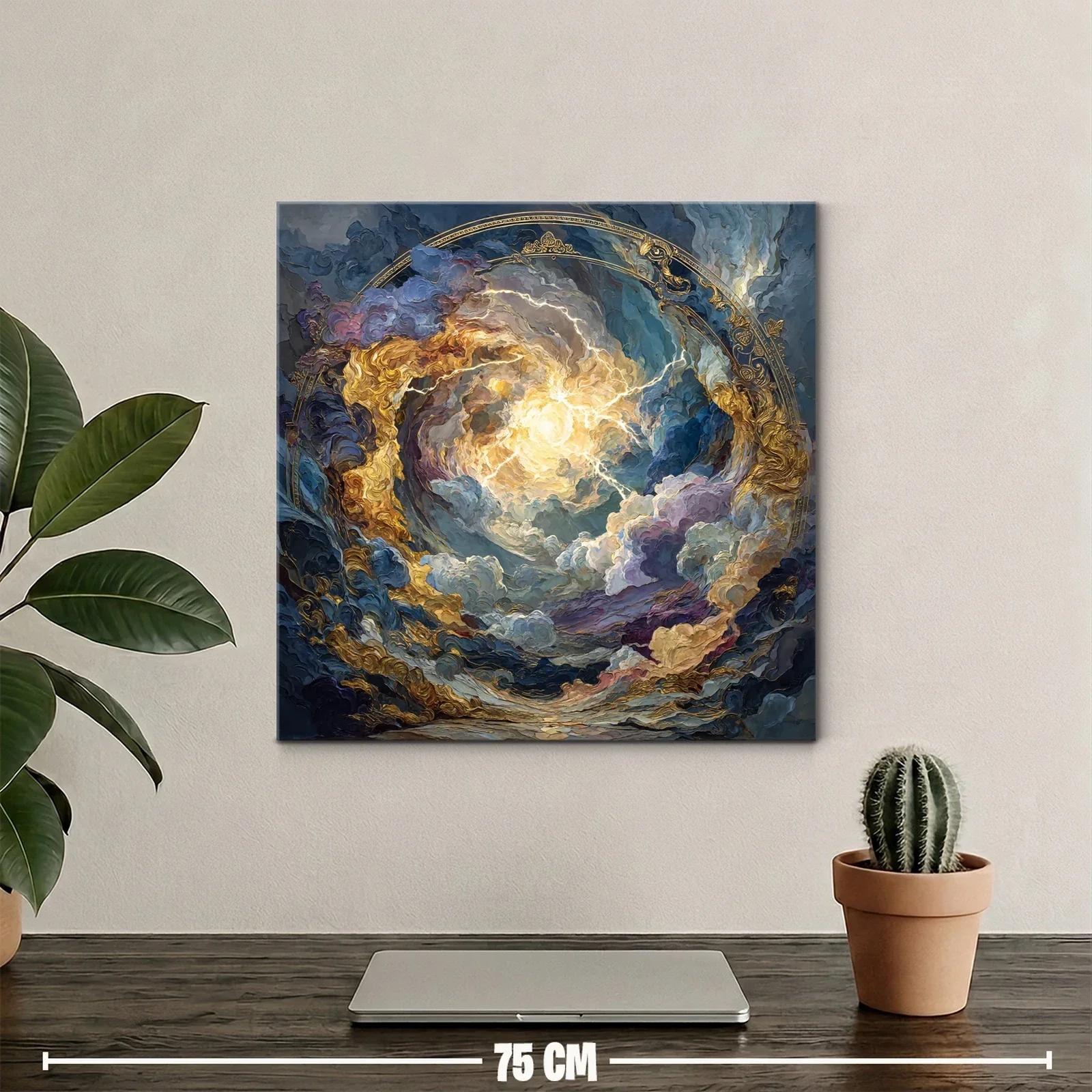 Cuadro celestial con vibrantes destellos dorados y azules — miniatura 2
